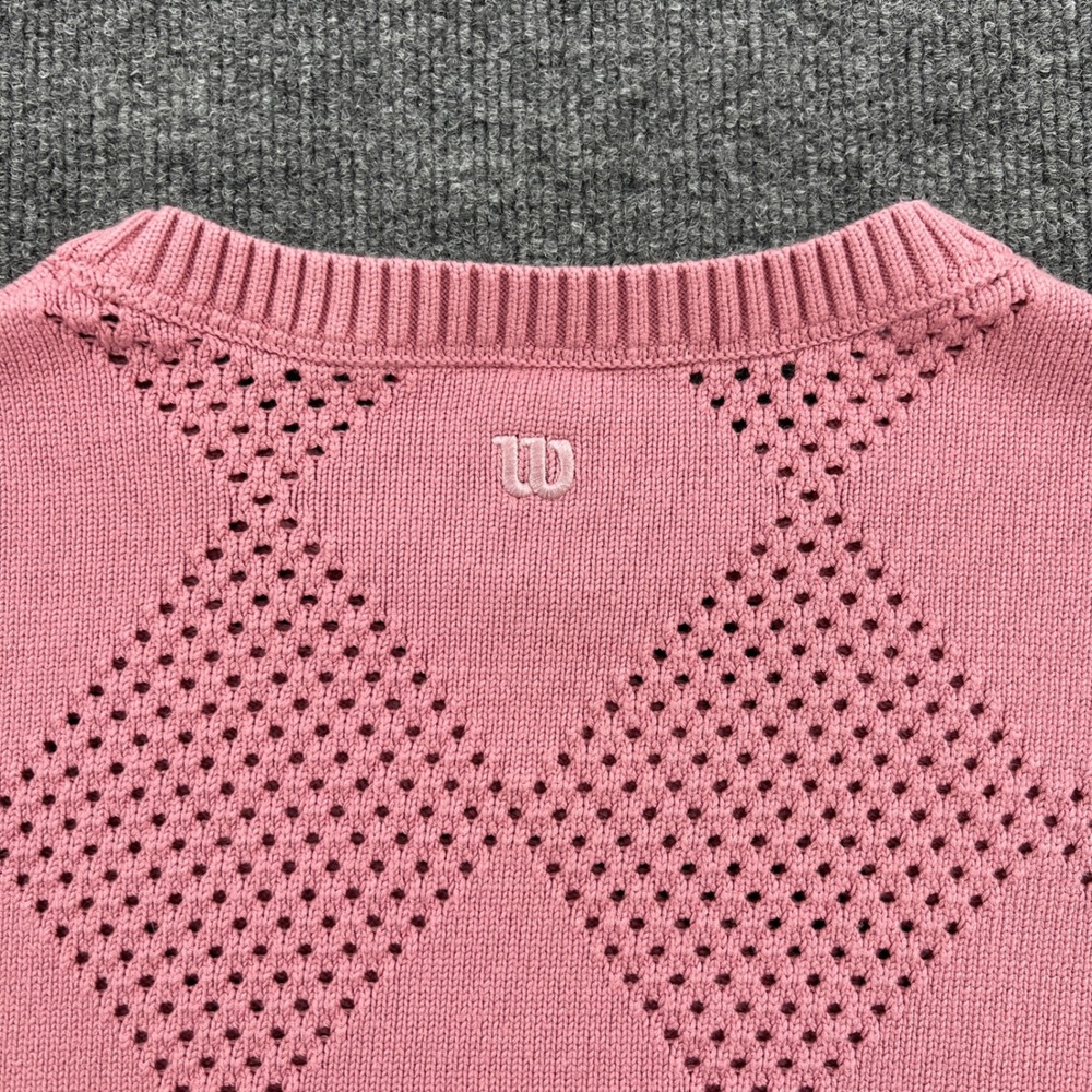 Wilson Golf Sweater Vest Women Large Pink Argyle Pointelle Retro Vintage Preppy - Picture 11 of 12